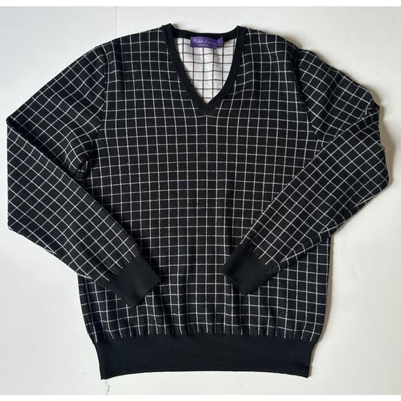 Ralph Lauren Purple Label Mens V-Neck Cashmere Black Sweater M IT NWT $1495 - Picture 6 of 8